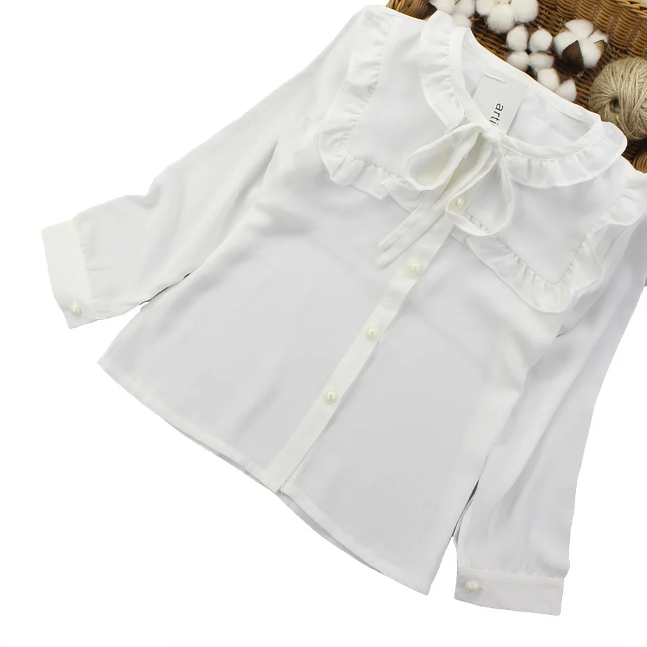 Artishare/белые блузки для девочек; сезон осень-весна; рубашки с длинными рукавами для девочек; школьная форма; модные детские рубашки; детская одежда для подростков - Цвет: as picture