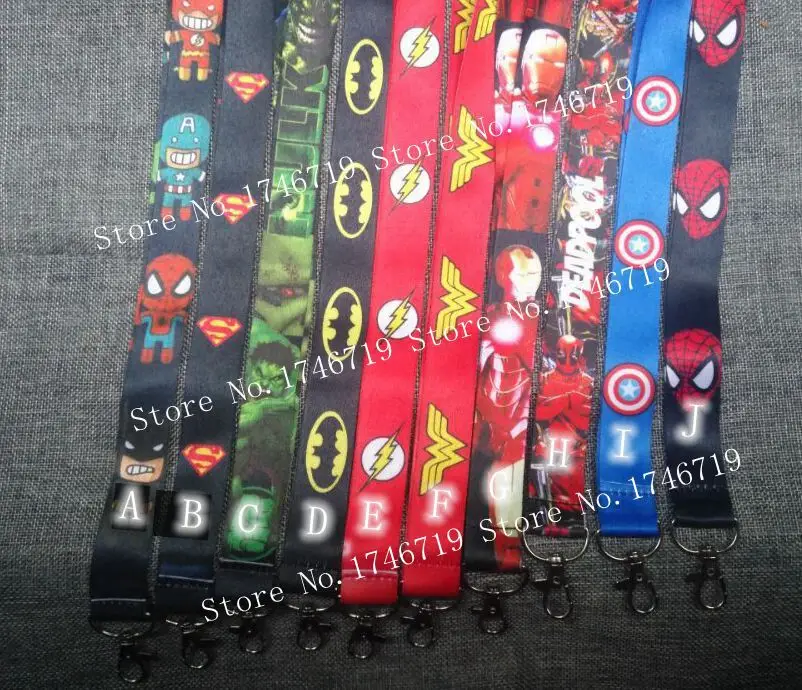 

Retail 1 pcs Popular superheros Straps Lanyard ID Badge Holders Mobile Neck Key chains For Party Gift RA-2