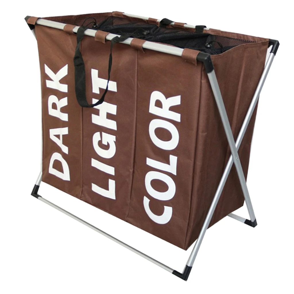 Canvas Laundry Hamper Basket Storage Bag Metal Frame Free Stand Thicken Fabric Made, Durable and Reusable	