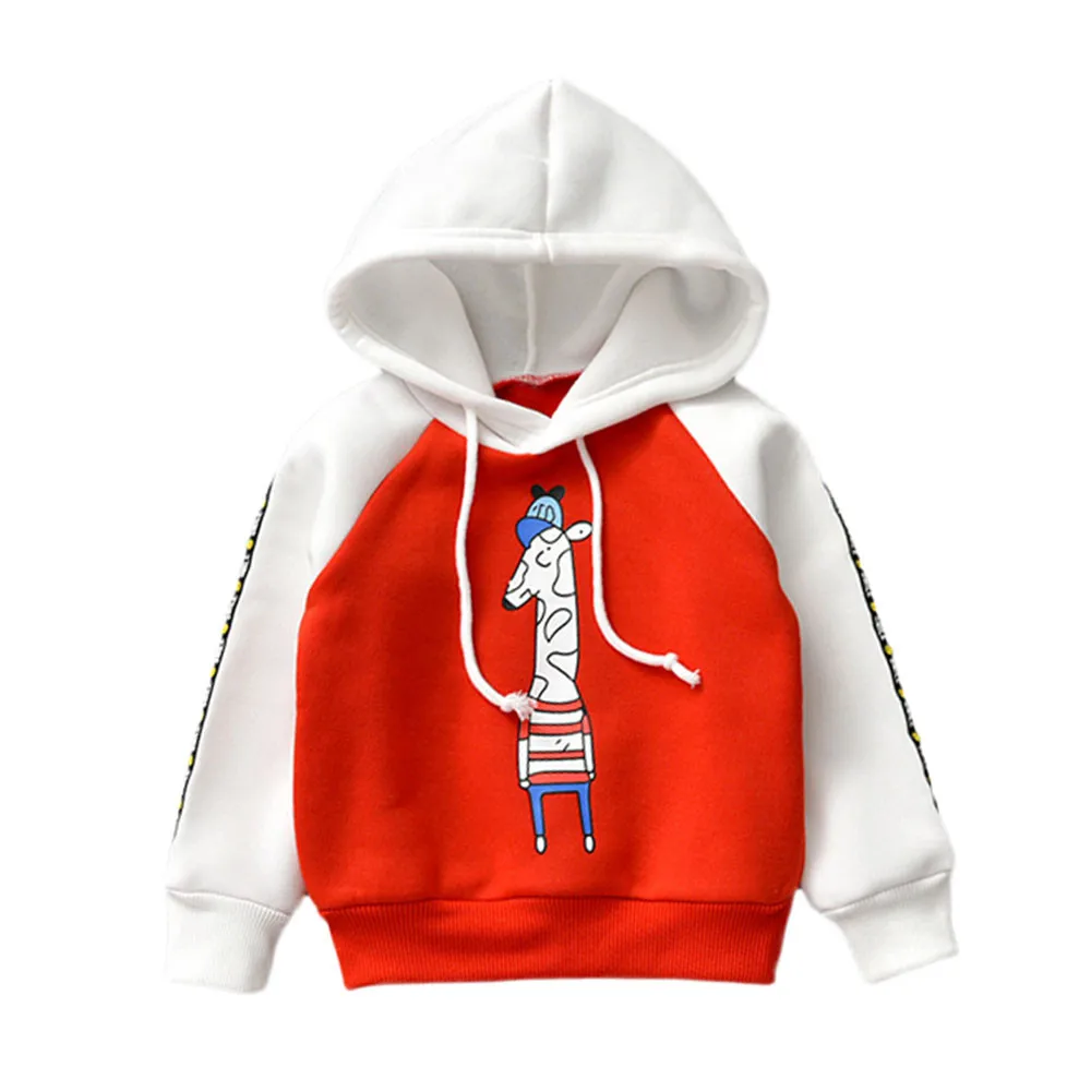 

Top Selling Fashion Kid Cloth Girls Children Long Sleeve Plush Giraffe Print Colorblock Hooded Sweater Set Outfits Clothe