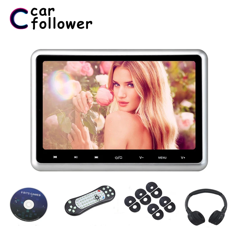 

9 Inch Car Headrest Monitor HD 1080P Video DVD Player Touch Button HD Screen With USB/SD/IR/FM Transmitter/Speaker/Game