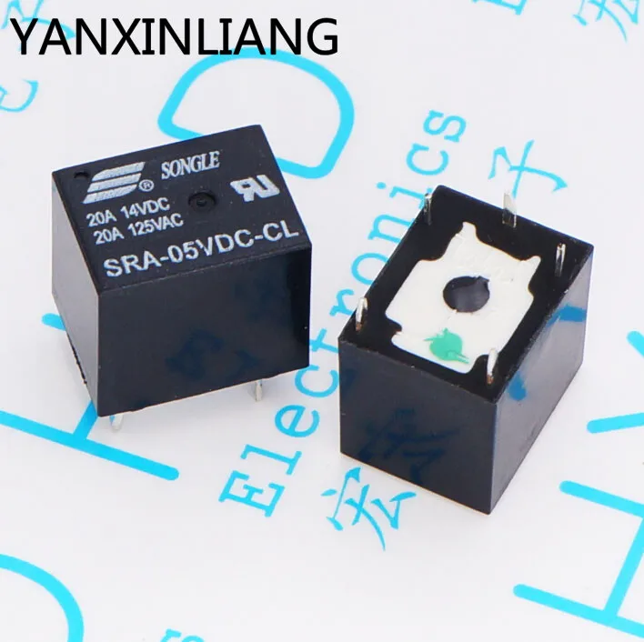 

10Pcs 5V 20A DC Power Relay SRA-05VDC-CL 5Pin PCB Type In stock Black Automobile relay