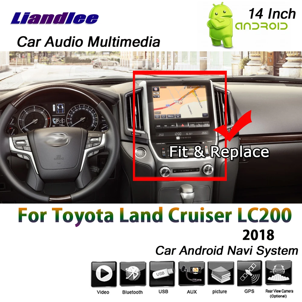 Perfect Liandlee 14 Inch 2+32G For Toyota Land Cruiser LC200 2018 Android 6.0 up Car Vertical Screen GPS Navi Map Navigation Multimedia 8