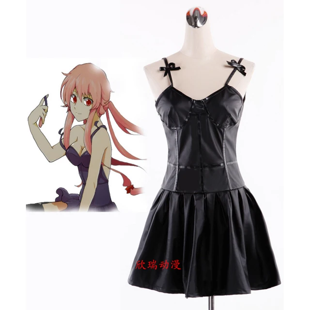 anime future diary mirai nikki yuno gasai black dress halloween cosplay costume