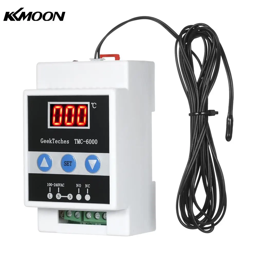 

Guide Rail Digital Temperature Controller MC-6000 110-240V Thermostat Refrigeration Heating Temperature Control 1 Relay W/ Probe
