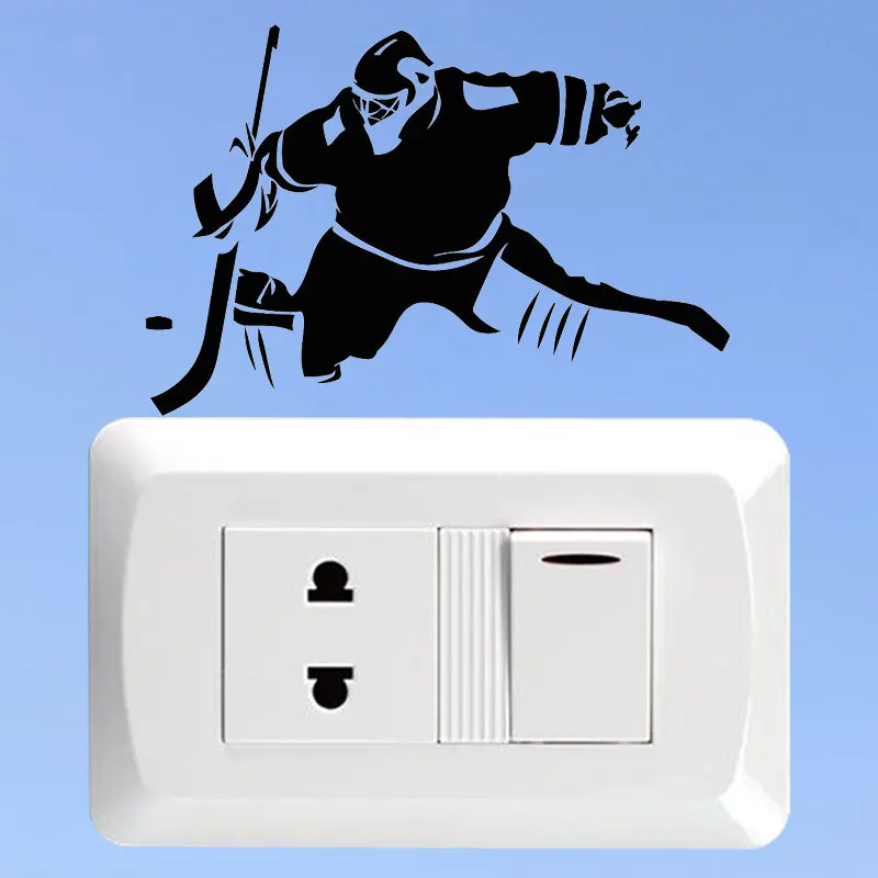 YJZT Ice Hockey Winter Sports Puck Goalkeeper Personality Bedroom Wall Sticker Switch Decal Vinyl 8SS2211