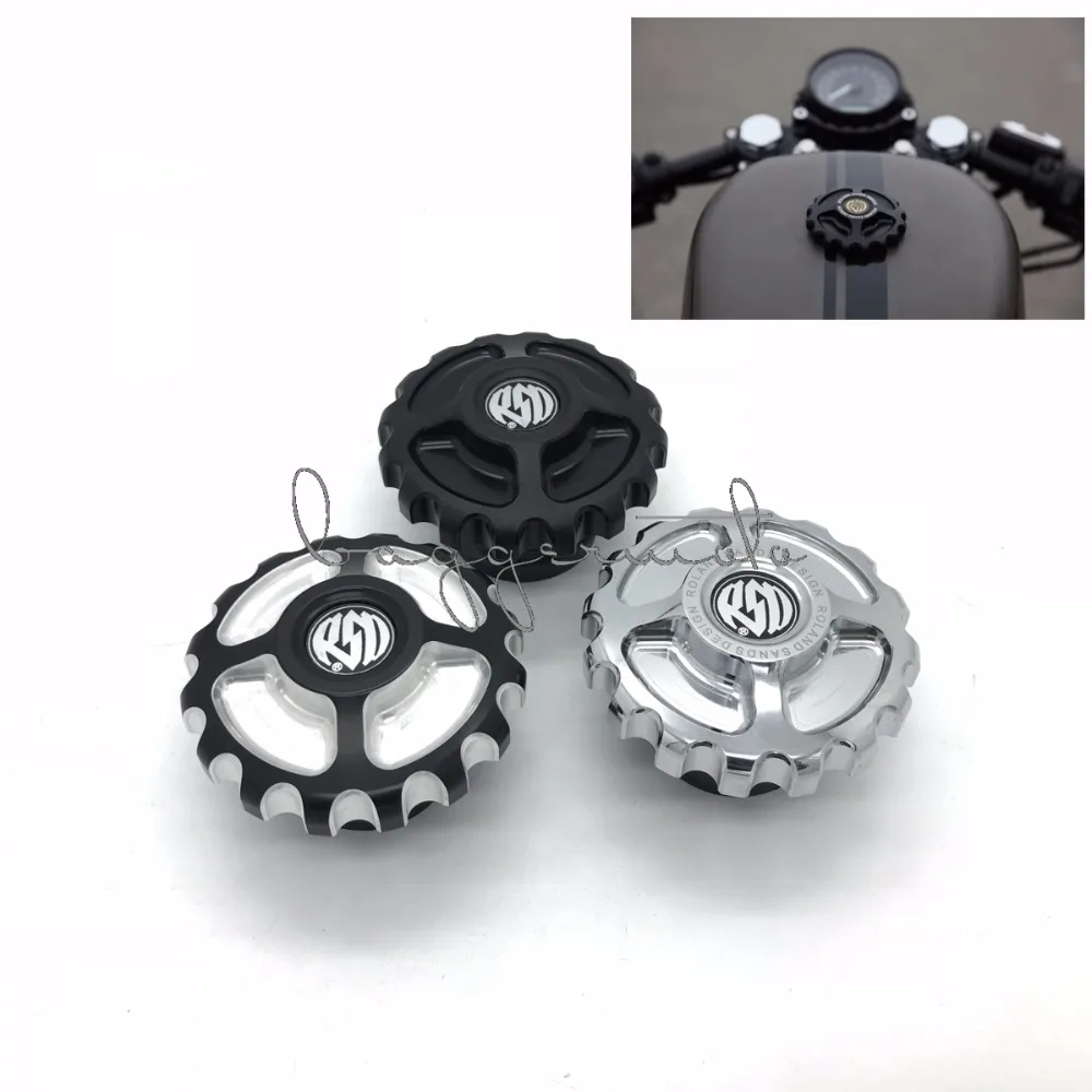 

RSD Motorcycle Parts CNC Aluminum Fuel Gas Tank Cap For Harley Sportster XL883 XL1200 48 Dyna Touring Softail Black/Chrome