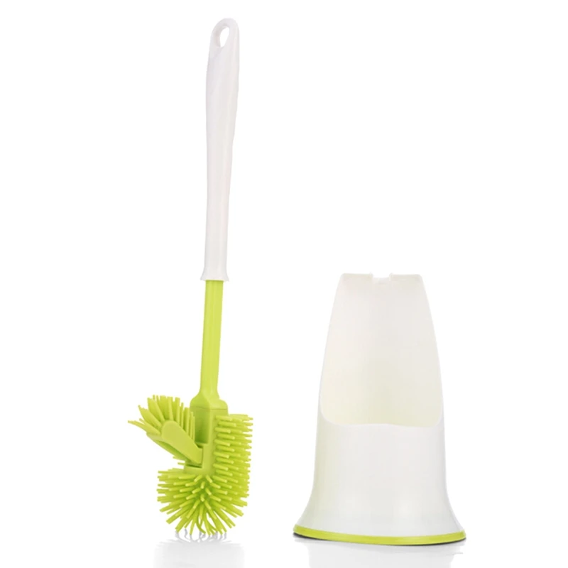 Soft Silicone Rubber Toilet Brush Set Bathroom Toilet Corner Cleaning