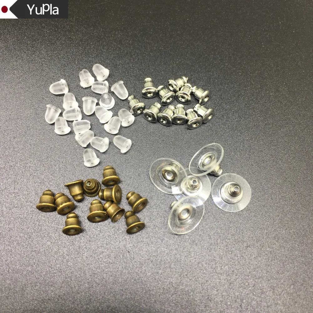 Buy 100pcs/lot Stud Earring Transparent Rubber Stoppers Silicone Round Ear