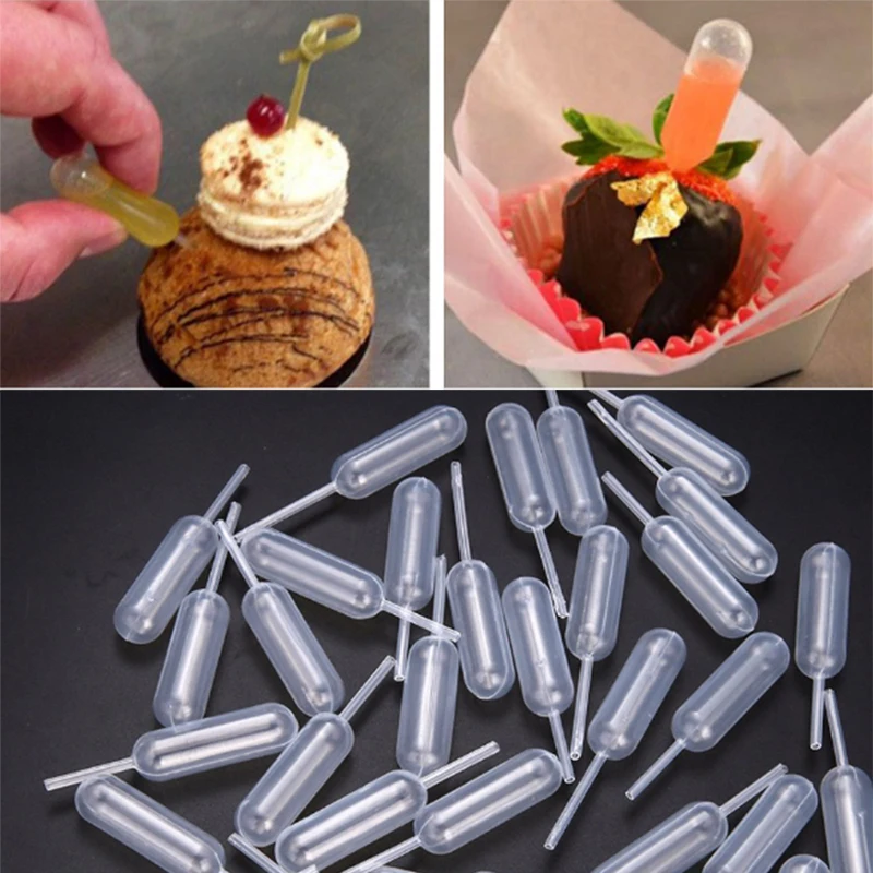 

4ML 50pcs/Set Food Straw Creative Cupcake Transfer Pipettes Economic Cake Liquid Dropper Ice Creamexprimidor de 4 ml de transfer