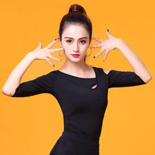 Одежда для латинских танцев, Топ для женщин, для танцев, rs, с полурукавом, с вырезом, сексуальный костюм, для бальных танцев, для Фламенго, для практики, одежда для выступлений, YR0310