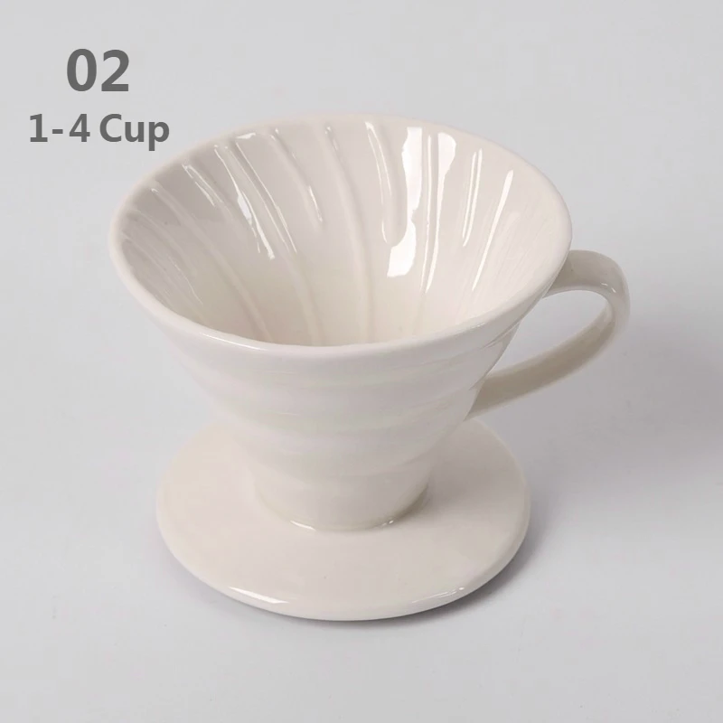 Керамическая капельница для кофе, ручной капельный фильтр для кофе V60, кофейник для кофе, капельный конусный фильтр, постоянный 1-2 чашки, 4 чашки - Color: White 1-4Cup
