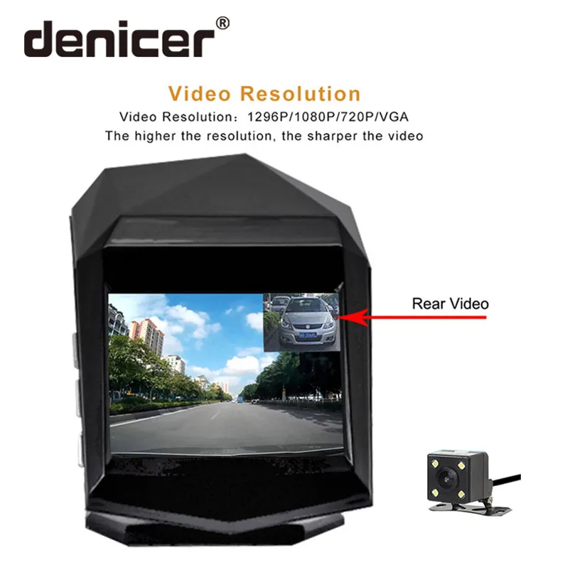 Denicer Full HD 1080P видеорегистратор с двумя объективами Novatek 96658 DVRS 170 градусов
