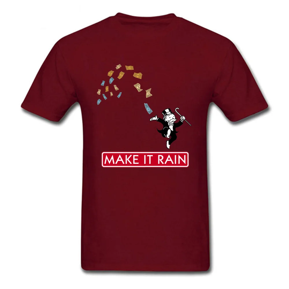 Printing T-shirts Brand O Neck Make it Rain Monopoly 19544 Pure Cotton Student Tops T Shirt Casual Short Sleeve Tops Tees Make it Rain Monopoly 19544 maroon
