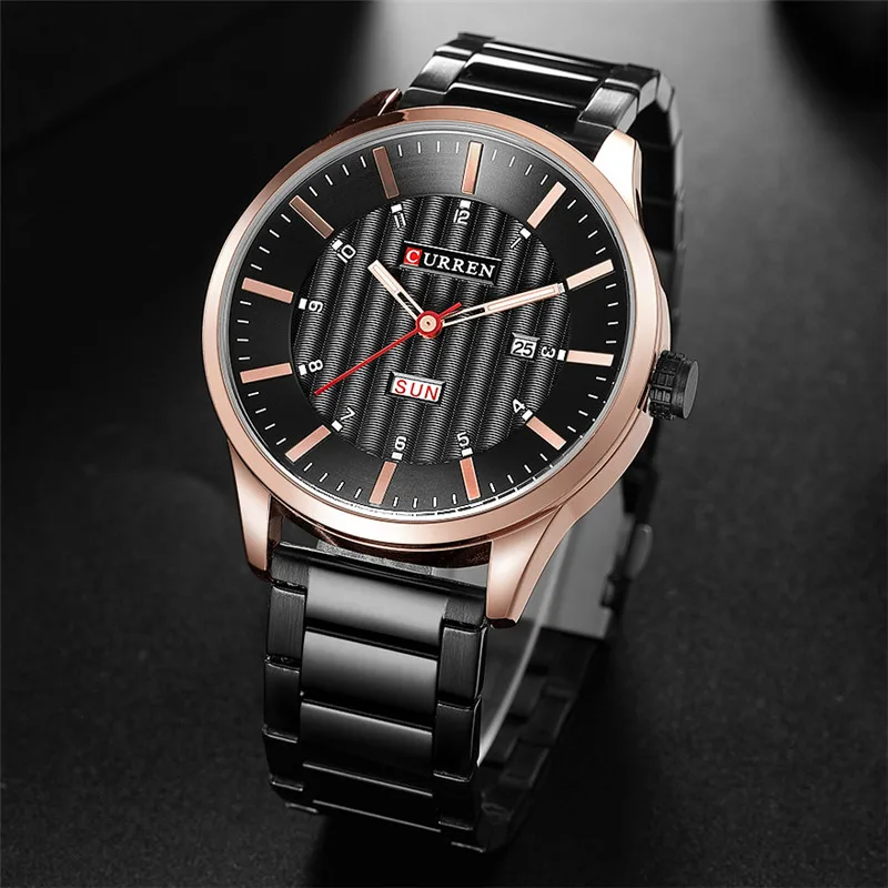 

Men's Business Watches CURREN Top Brand Calendar Week Display Clock Luxury Steel Waterproof Quartz Wrist Watch Relogio Masculino