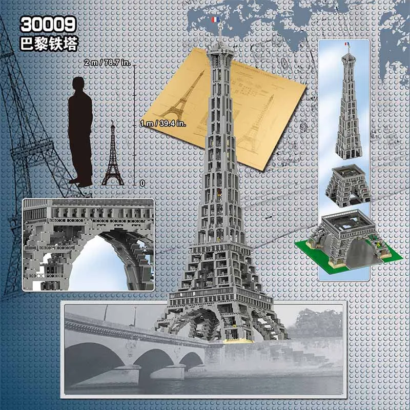 

3803pcs Large Paris Eiffel Tower Model Building Kits Blocks Bricks Compatible legoINGLY Technic 10181 Toys for Children gifts