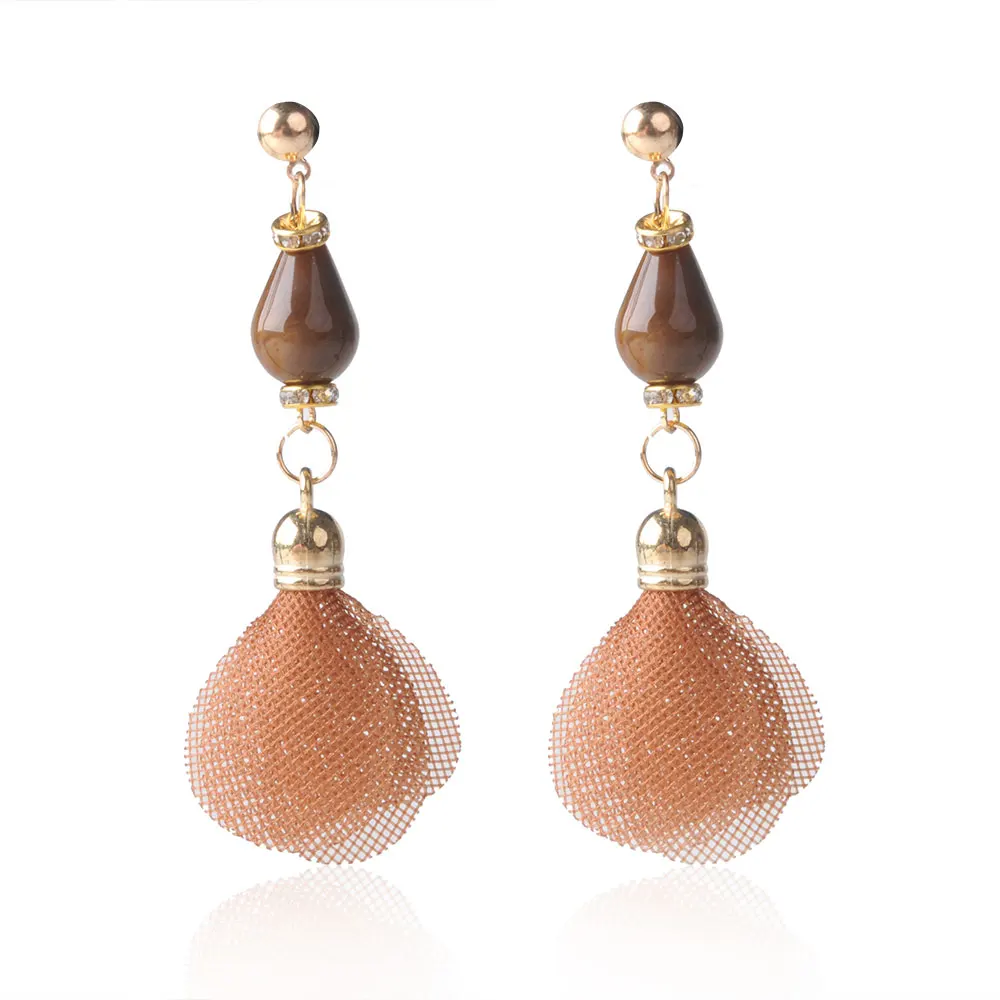 

Crazy Feng Flower Earring Mesh Drop Charming Earing for Women Gold Color Dangle Earrings Girls Fashion Jewelry Drop Shipping
