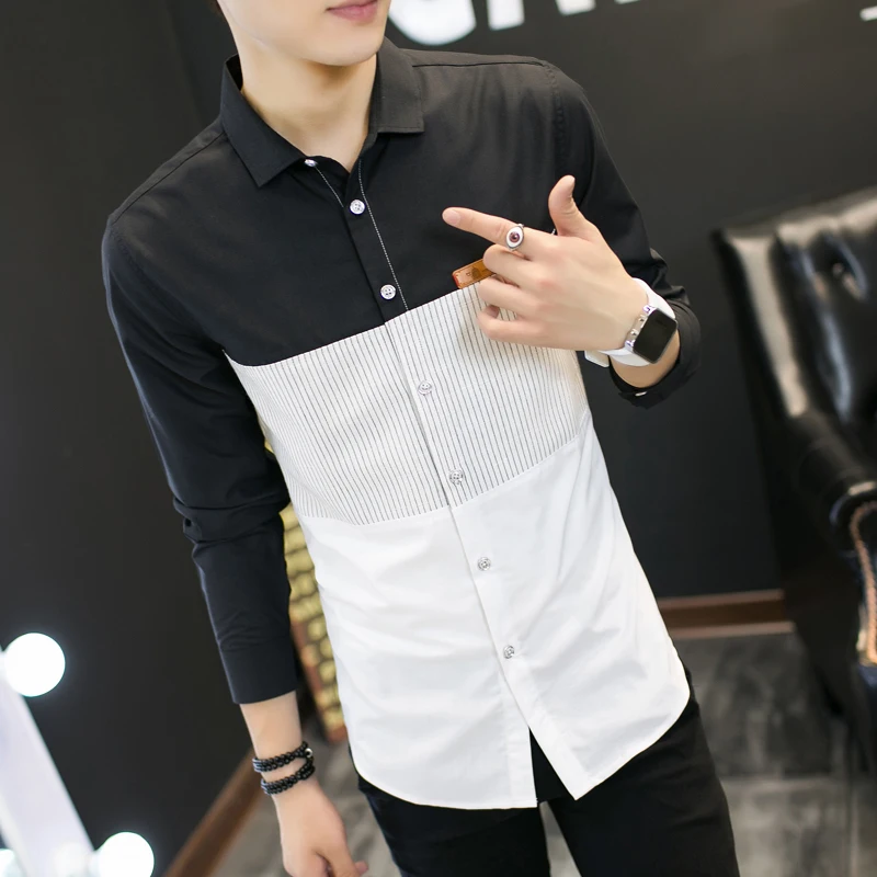 2017 spring font b men s b font casual font b shirt b font long sleeves