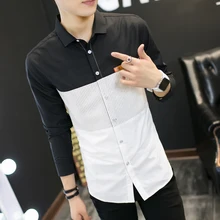 2017 spring men s casual shirt long sleeves fashion slim good quality splicing shirt shirt men