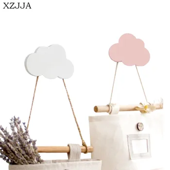 

XZJJA Cute Cloud/Crown/Car/Stars Cartoon Wooden Storage Racks Kids Room Decoration Hooks Nordic Style Wall Hanger Shelf Hooks