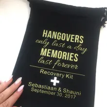 Изготовленный на заказ черный золотой текст девичник похмелья свадебный душ восстановление выживания комплект подарок на свадьбу сумки вечерние мешки для конфет