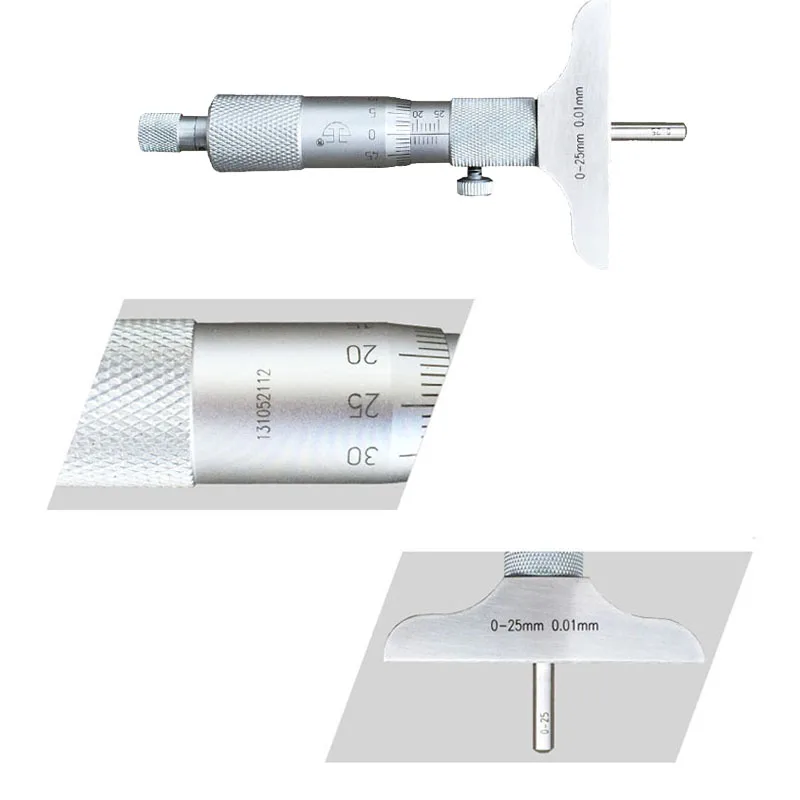 Depth Micrometer 025mm 0.01mm Machinist Mic Gauge Gage Tool Stainless