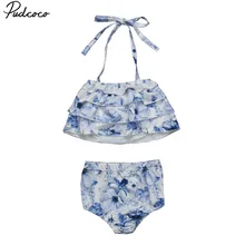 Pudcoco/ детский купальник с цветочным принтом для девочек от 1 до 7 лет, бикини, танкини, купальник, костюм