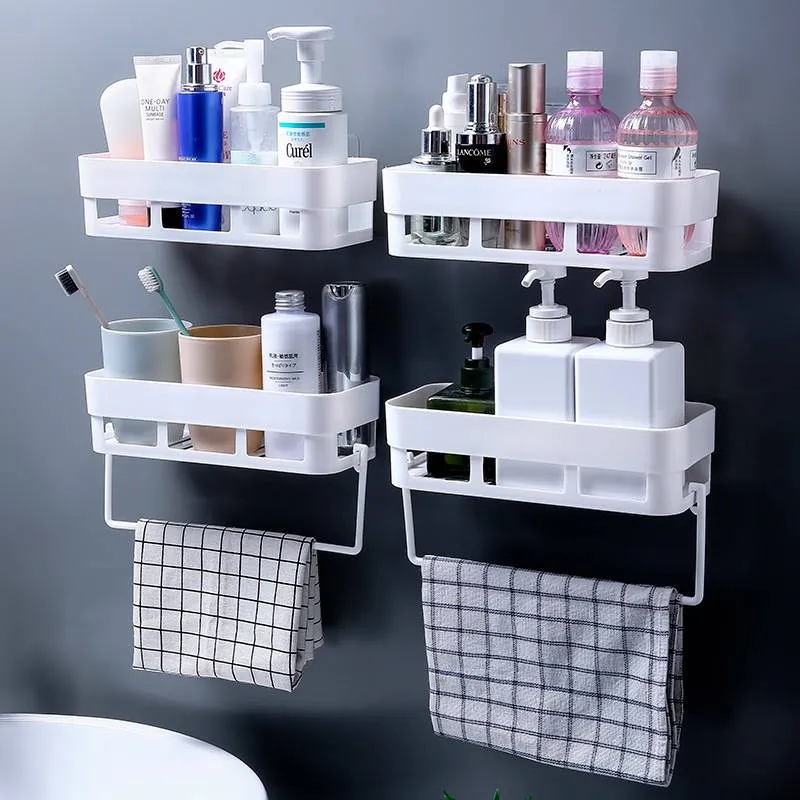 Suction Wall Bathroom Kitchen Storage Shelf for Shower Bath Organizer Support Housewares Items Toiletries Tripod Wholesale