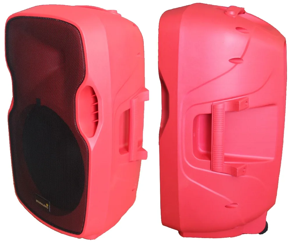 3500w 15 inch   powered red pa dj stage party speaker bar wedding speakers with speaker stands wired microphones