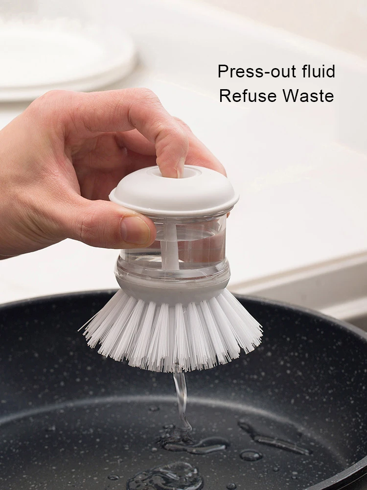 

Kitchen Cleaning Brush Scrubber Washing Dish Bowl With Refill Liquid Soap Replaceable sponge Kitchen Pot Cleaner Washing Tool