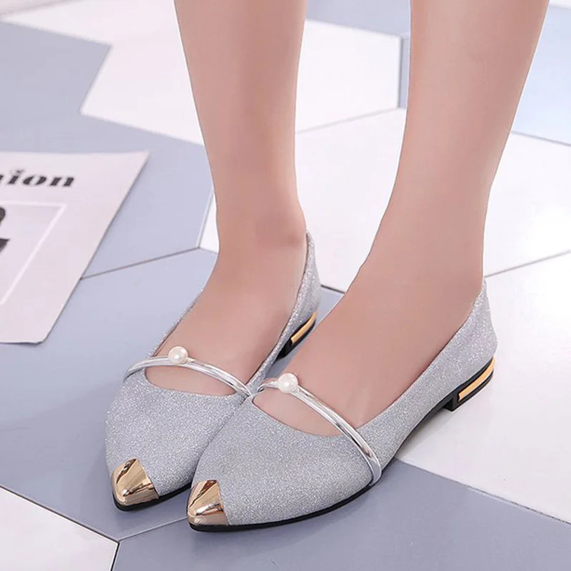 

2019 New Women Shoes Spring Fashion Ladies Flat Shoes Women Comfortable Pointed Toe Casual Shoes Sequined Cloth Loafers Sandals