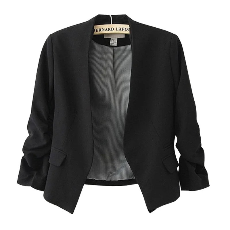 Female Body Puff Sleeves Candy Color V-neck Solid Color Short Suit Fashion  Trend Office Ladies Clothing