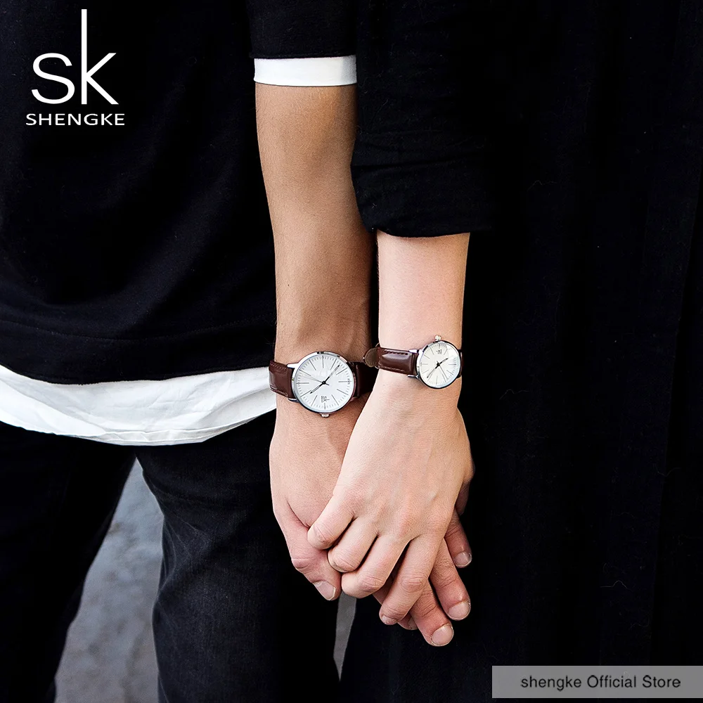 Shengke Couple Watch Men Women Watches Simple Quartz Reloj High Quality Relogio Masculino Business Clock Unisex Lover Watch Saat