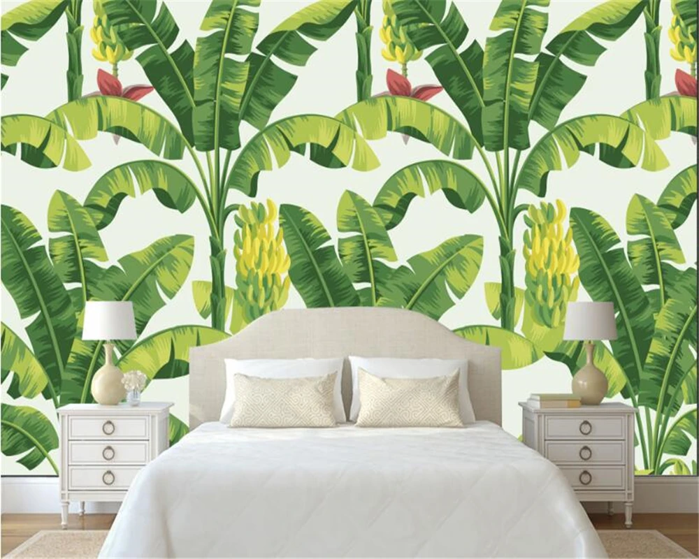 

beibehang High quality wallpaper modern simple tropical rain forest plant banana leaf pastoral murals backdrop wall 3d wallpaper