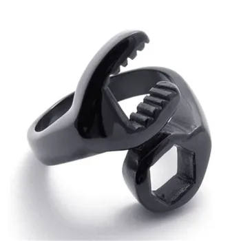 

Men's Cool Black Stainless Steel Wrench Spanner Finger Ring Men's Jewelry