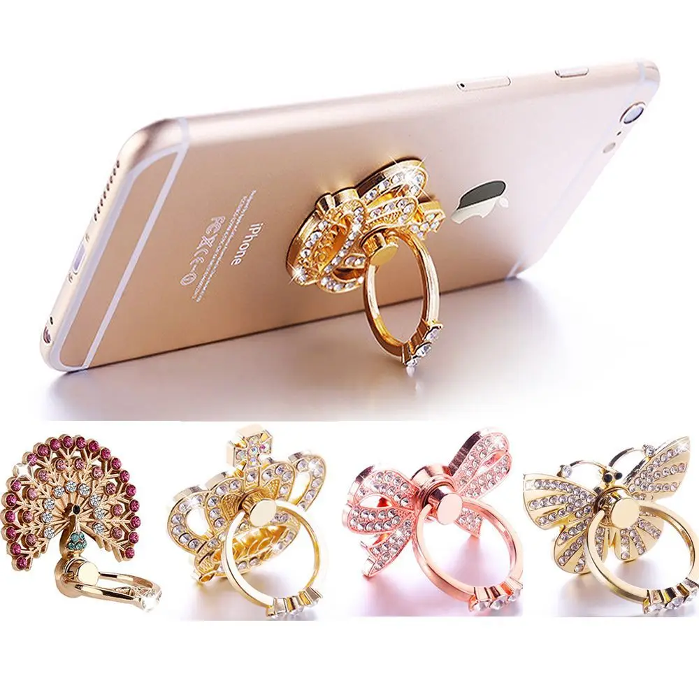

Mobile Phone Ring Pops Holder Cell Stand Popsoket Tablet Universal Support Diamond Crown Peacock Butterfly Phone Ring Popsocet