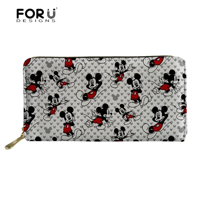 

FORUDESIGNS Women Wallets Cartoon Mouse Printing Leather Female Wallet Cute Women's Purse for Coin Card Holder Girls Clutch 2018