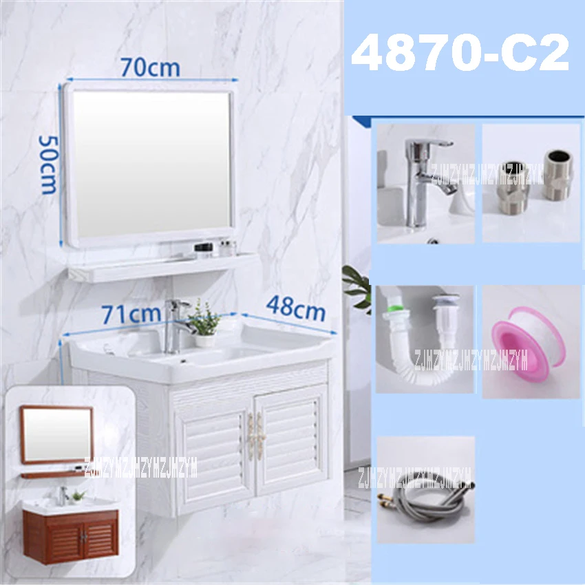  4870C-2 Small Space Aluminum Simple Ceramic Washing Table Bathroom Cabinet Cabinet With Mirror Mini