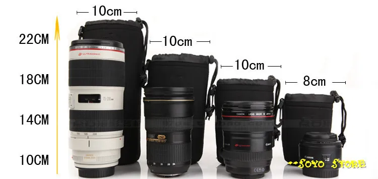 Camera lens bag Soft Neoprene Waterproof DSLR Lente Cover Case stora S M L XL Soft Nylon for Canon Nikon Sony Pentax DLSR Camera