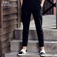 Enjeolon, брендовые осенние длинные брюки, мужские, 2 цвета, одноцветные, узкие брюки, мужские, высокое качество, повседневные штаны, прямые, повседневные, длинные штаны K6233