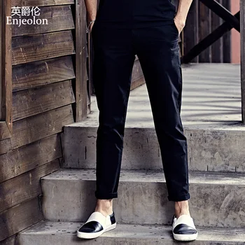 

Enjeolon brand fall long trousers men 2 color solid pencil pants men top quality casual pants Straight Causal long pants K6233
