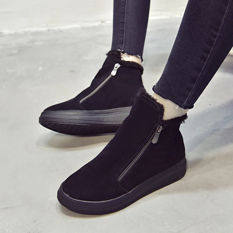 

Plush Women Ankle Boots Winter Warm Fur Snow Martin Boots Comfort Faux Suede Slip on Shoes Woman Ladies Creepers Botas Mujer