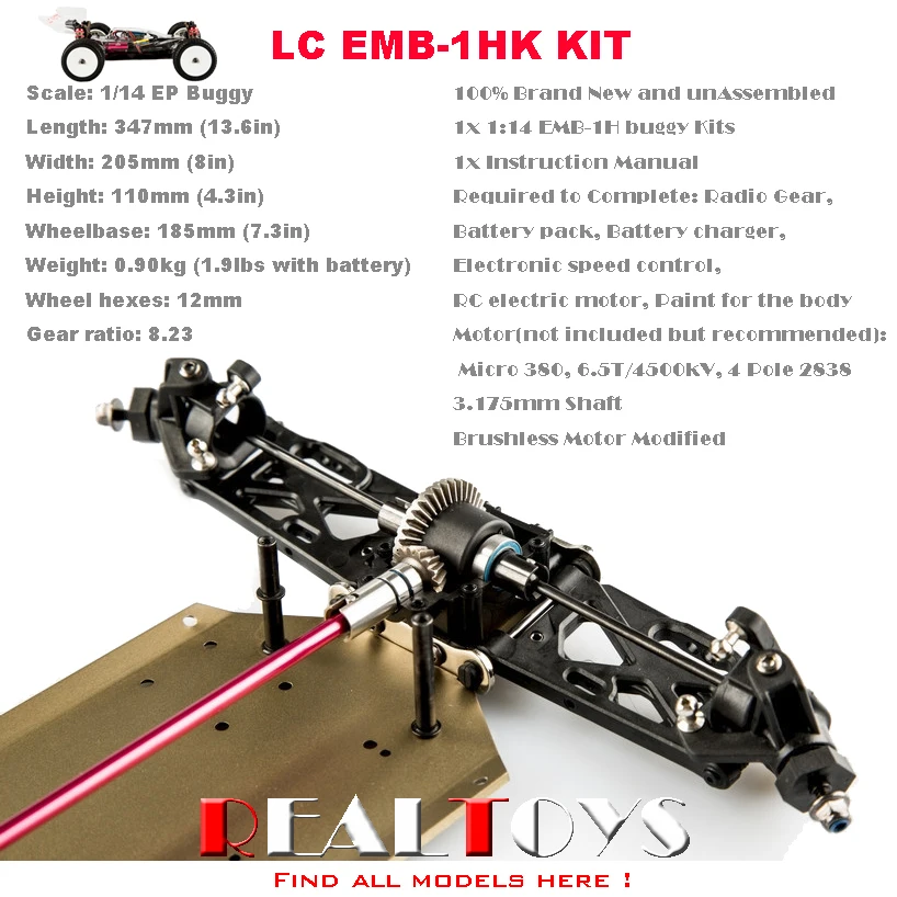 LC RACING 114 4WD Offroad RC Auto Buggy Chassis KIT Zerlegt EMB 1HK