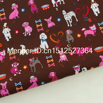 

PVC coated waterproof fabric - Lovely dogs on choclate background (WF317)