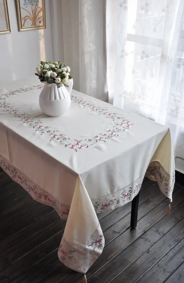 130X130 см (52X52 дюймов) Ажурными Вышивка Скатерть/Tablecover/по ПОЧТЕ HK | Дом и сад