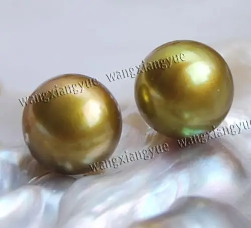 

00 FREE SHIPPING d11-12mm Chocolate Akoya Cultured Pearl Silver Stud Earrings AAA+