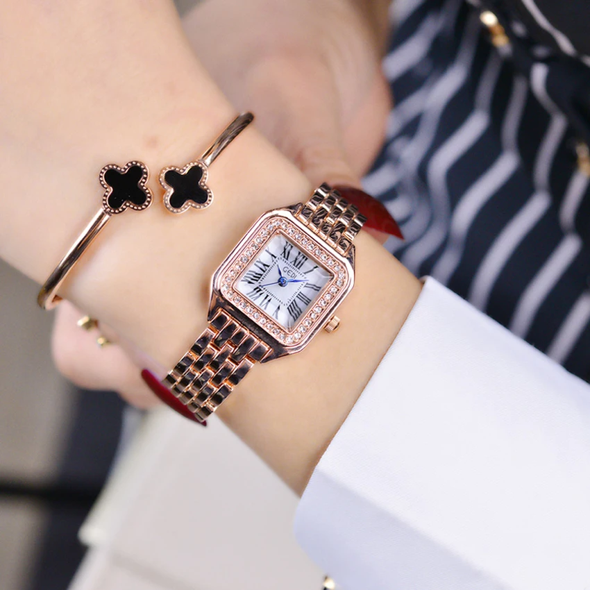 Relogio Masculino GEDI новые модные роскошные брендовые маленькие квадратные Стразы с циферблатом браслет из нержавеющей стали Кварцевые женские часы saati