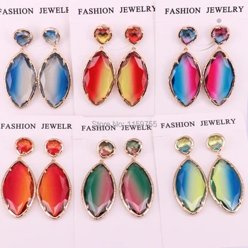 

5Pair Gold color Faceted Cat Eyes Drop Earrings new fashion jewelry