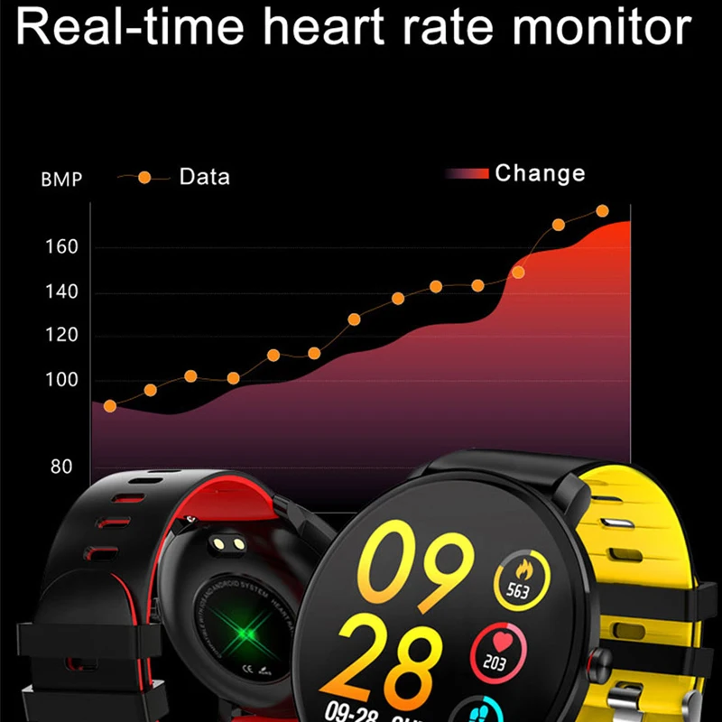 K9 Смарт-часы 1,3 дюймов Full Touch 2,5 D дисплей экран умный Браслет монитор сердечного ритма наручные часы IP68 Водонепроницаемые часы