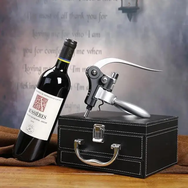 

Creative Zinc Alloy Wine Opener Rabbit Corkscrew Bottle Opener Set Drawer Design Leather Gift Box Packaging